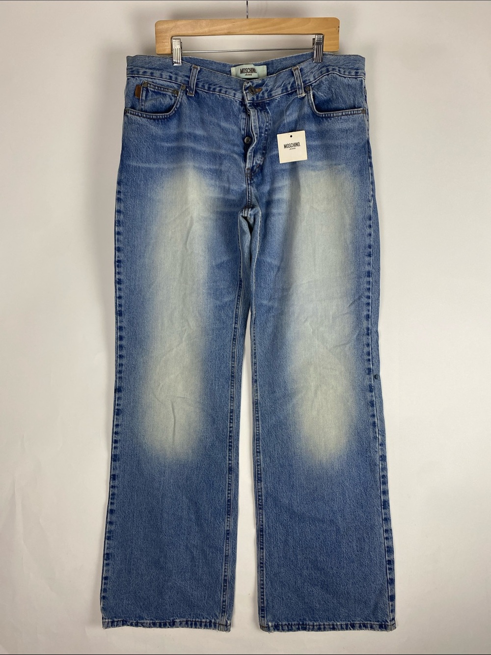 Moschino Men’s Blue Faded Straight Jeans SZ 40 Runs 38” in